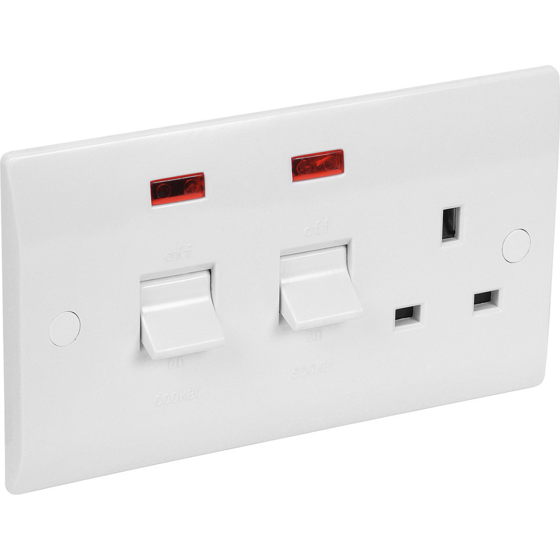 Axiom 45A DP Low Profile Cooker Unit 45A DP Switch & 13A Socket Neon