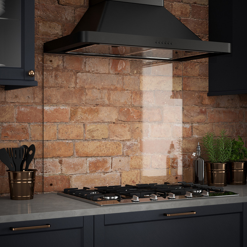 Splashback Clear Glass Splashback with Copper Caps 900 x 750mm