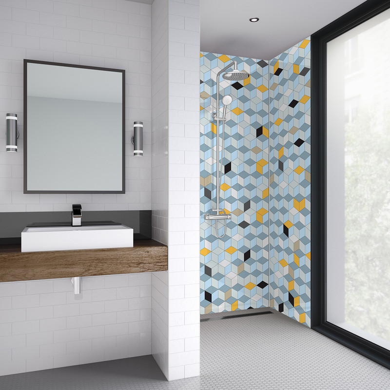 Mermaid Cubics Acrylic Shower Wall Panel 2440mm x 1220mm x 4mm