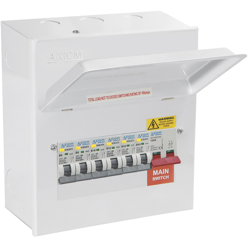 Axiom Metal Consumer Unit + 6 Type A RCBO 6 Way