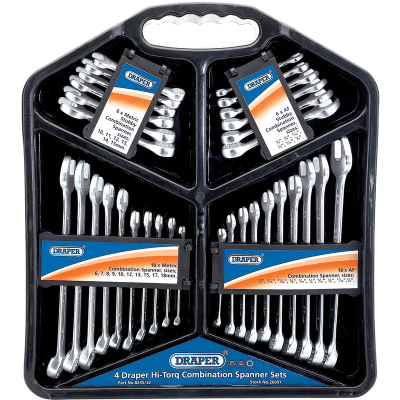 Draper Four HI-TORQ Combination Spanner Sets 32 Piece