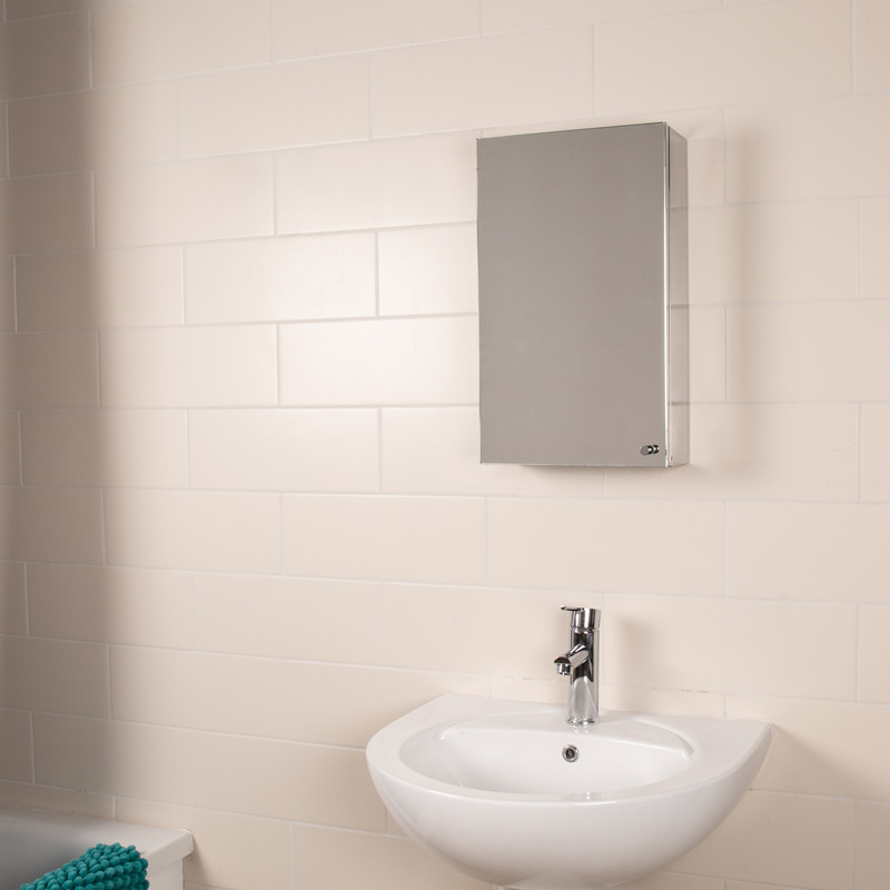 Croydex Single Door Stainless Steel Bathroom Cabinet 500 x 300 x 120mm