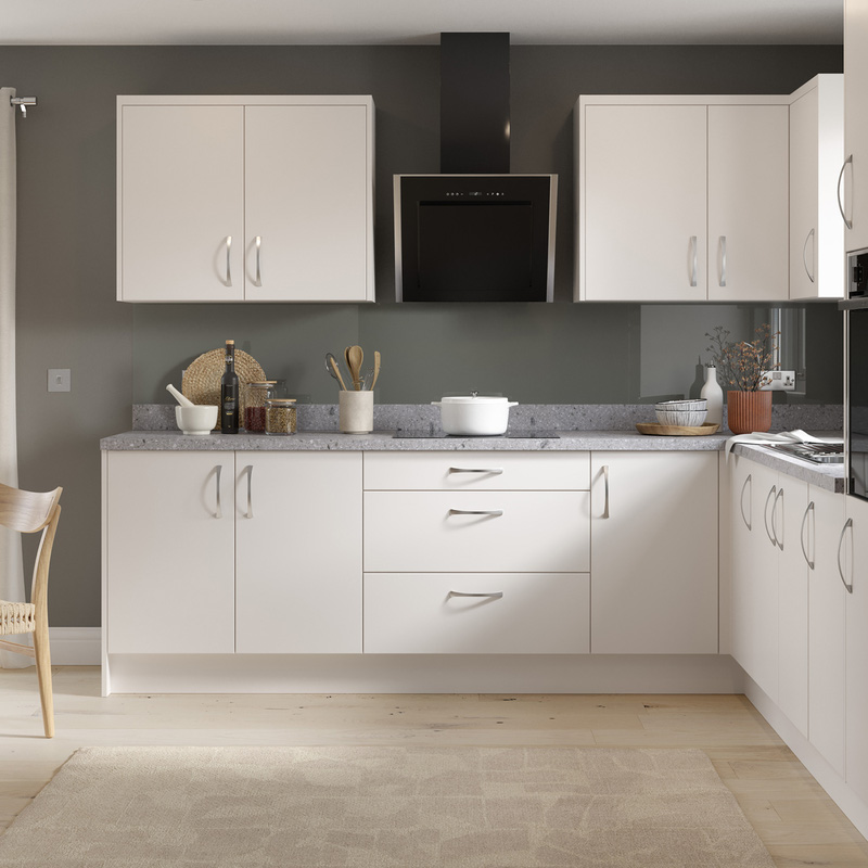 Kitchen Kit Flatpack Value Slab Kitchen Cabinet Filler Matt White 715x146mm