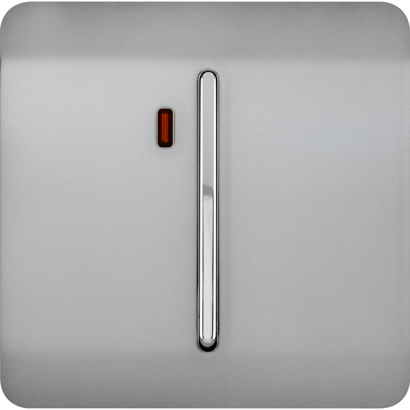 Trendiswitch Brushed Steel 45 Amp Switch with Neon 1 Gang