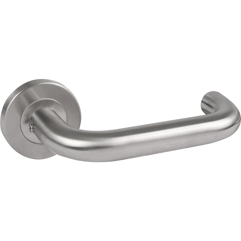 Stainless Steel Round Bar Lever On Rose Door Handles Satin