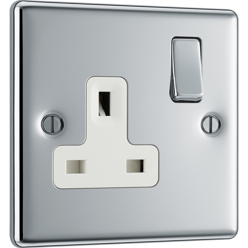 BG Polished Chrome 13A DP Switched Socket 1 Gang