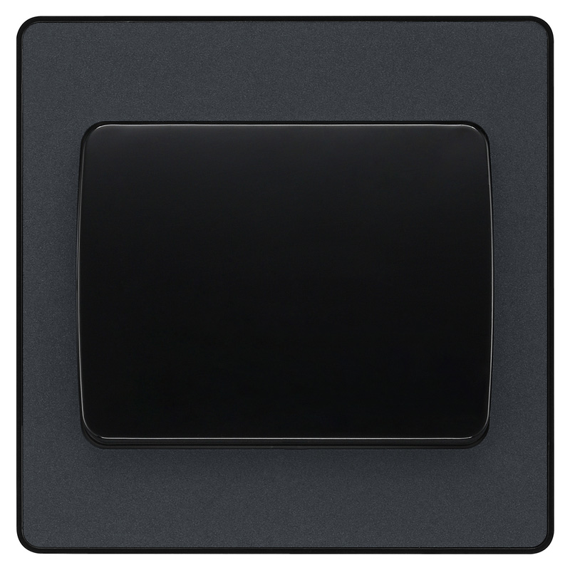 BG Evolve Matt Grey (Black Ins) Single Light Switch, 20A 16Ax, 2 Way, Wide Rocker