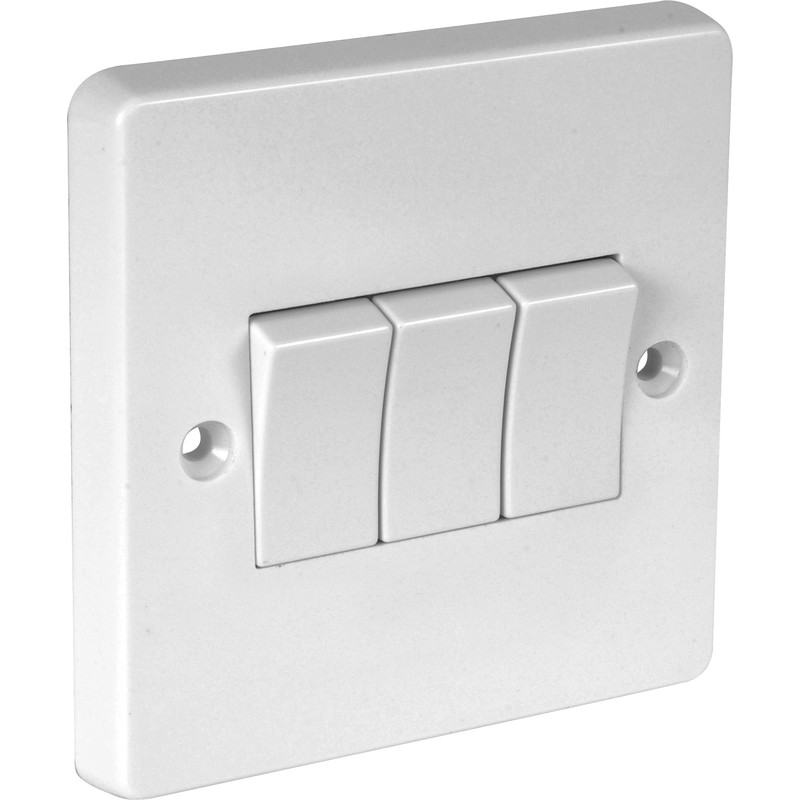 Crabtree 10A Light Switch 3 Gang 2 Way