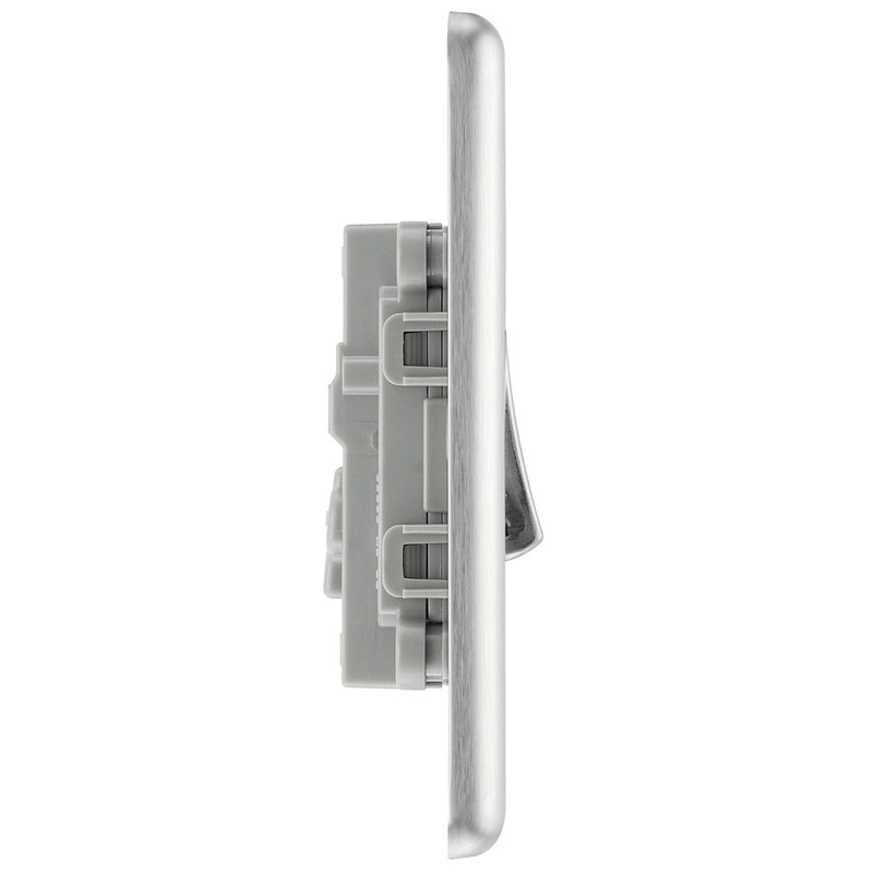 BG Brushed Steel 10A Switch 1 Gang Intermediate