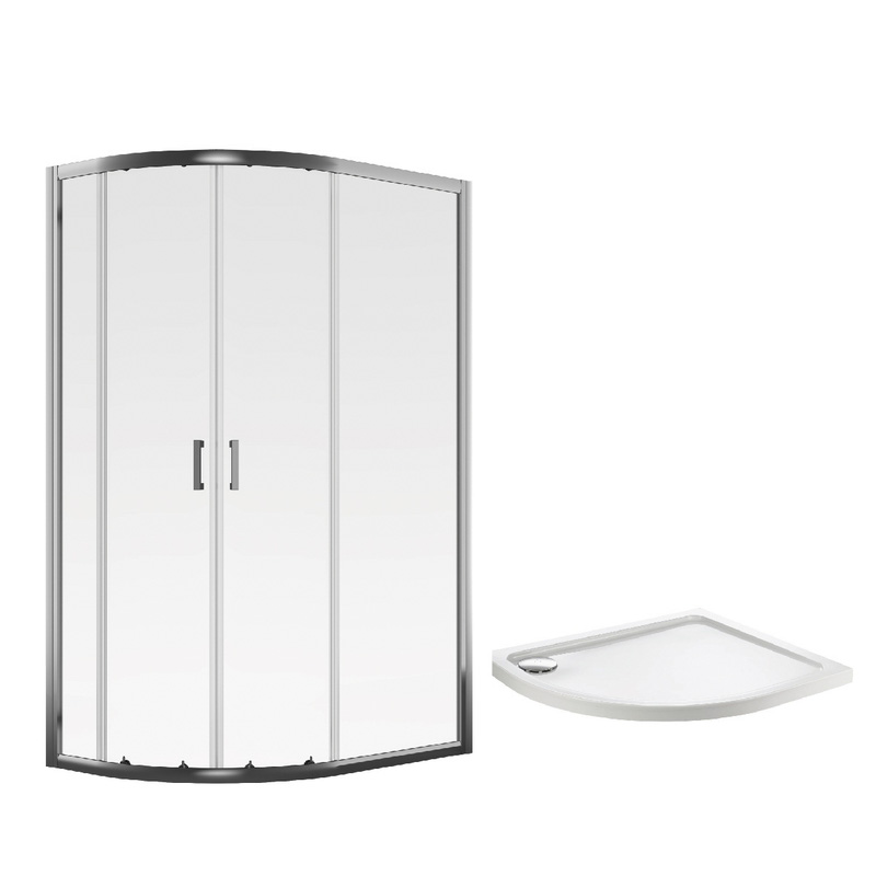 Aqualux Framed 8mm Offset Quadrant Shower Enclosure with Tray and Waste Kit 1200x800mm Left Hand