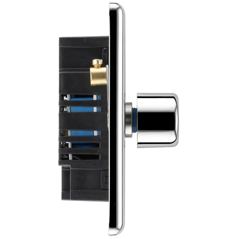 BG Polished Chrome Dimmer Switch 2 Gang 400W