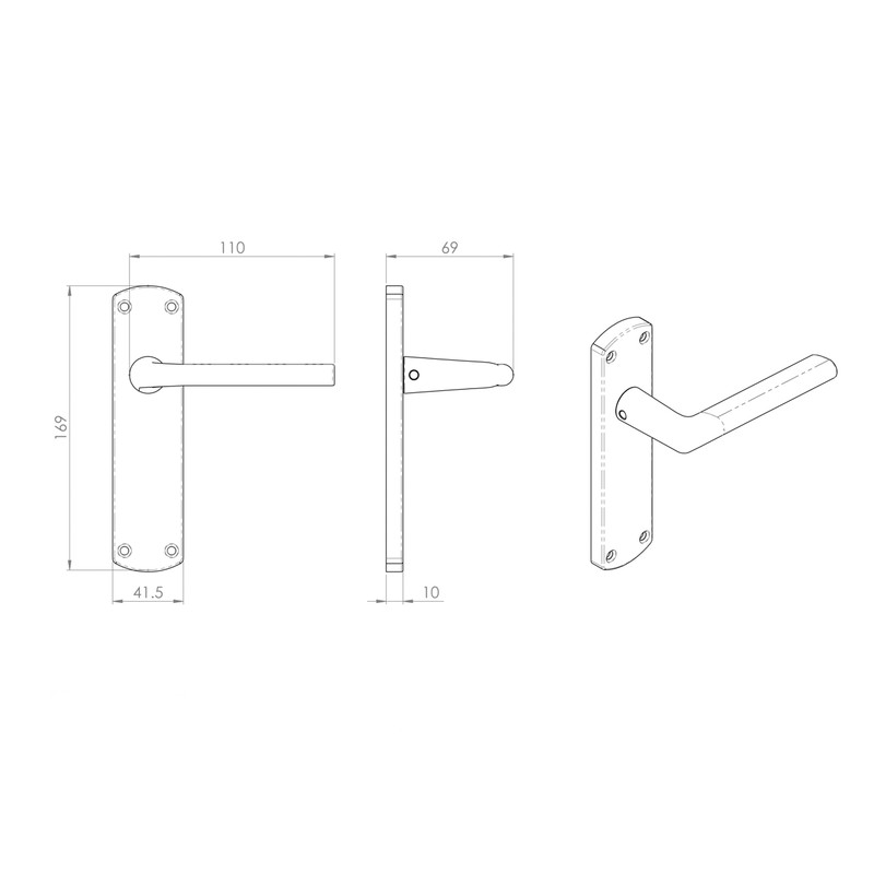 Serozzetta Uno Door Handles Latch Satin Chrome