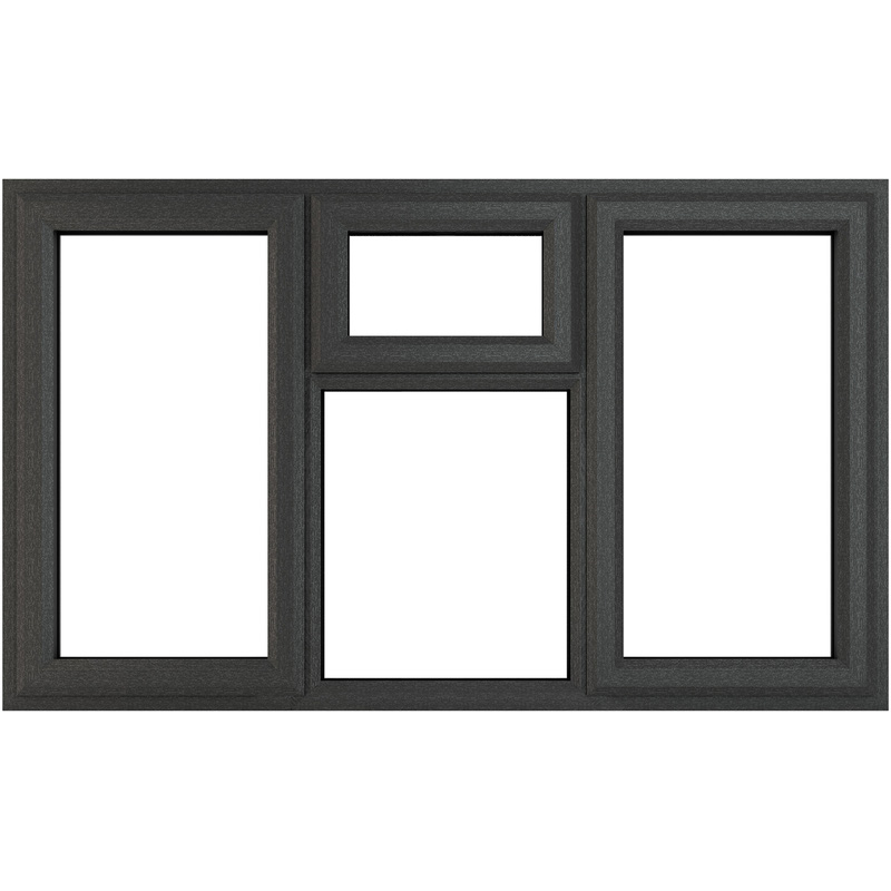 Crystal uPVC Window Clear Glazing L&RH side hung Top Opener Centre 1770mm x 965mm Grey/White