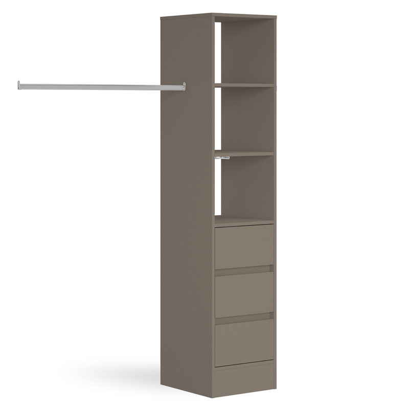 Spacepro 3 Drawer Tower Unit with 1 Hanger Bar Stone Grey 2100 x 450 x 500mm