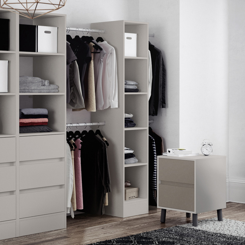 Spacepro 5 Shelves Tower Unit with 1 Hanger Bar Dove Grey 2100 x 450 x 500mm