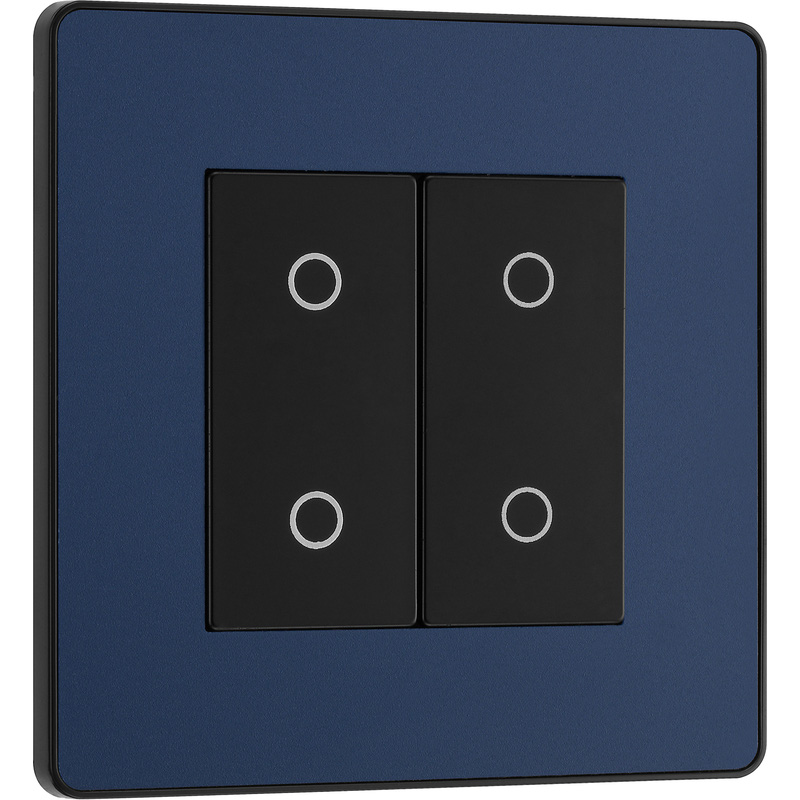 BG Evolve Matt Blue (Black Ins) 200W Double Touch Dimmer Switch, 2-Way Master