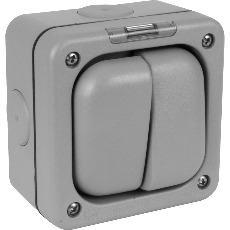 MK IP66 Masterseal Plus Switches 10A 2 Gang SP 1 Way