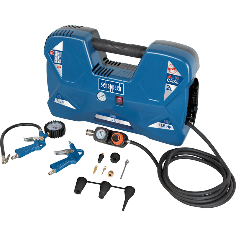 Scheppach Air Case 1100W 1.5hp 2L Oil Free Portable Air Compressor 240V