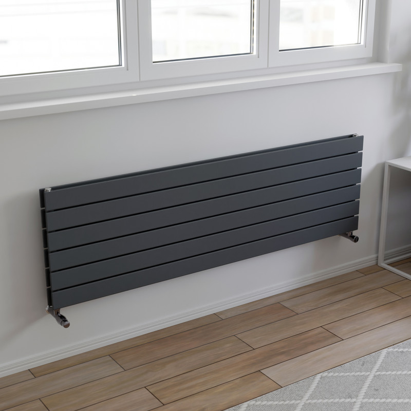 Ximax Oxford Duo Horizontal Designer Radiator 445 x 1500mm 3901Btu Anthracite