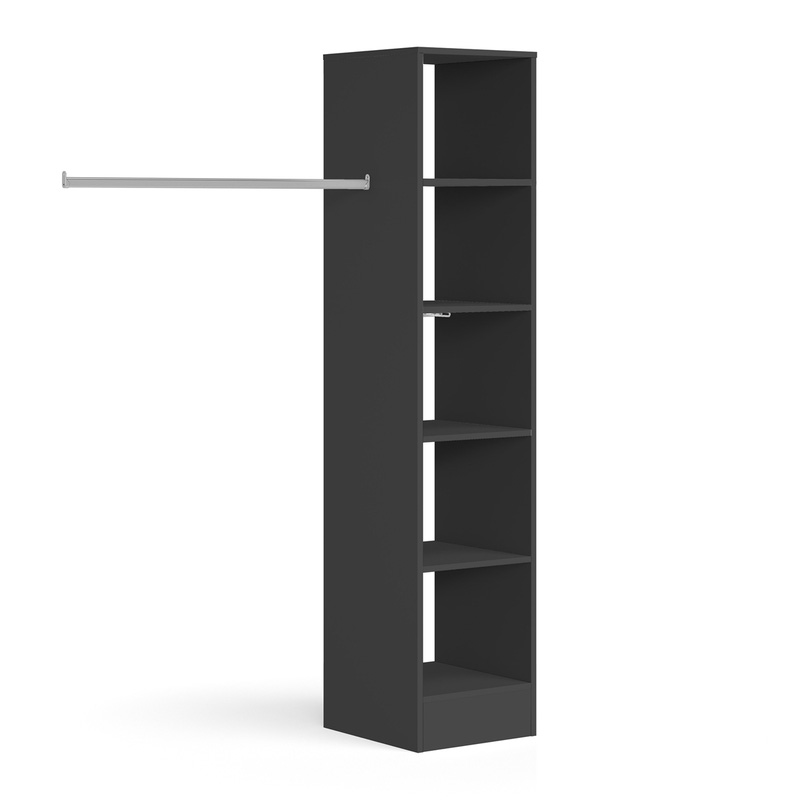 Spacepro 5 Shelves Tower Unit with 1 Hanger Bar Diamond Grey 2100 x 450 x 500mm