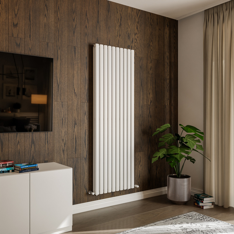 Azur Nero Duplex Designer Oval Tube Radiator 1800 x 600mm 5853Btu White