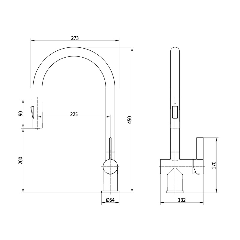 Deva Midford Pull Out Mono Mixer Kitchen Tap Black