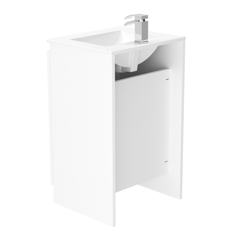 Newland Double Door Floor Standing Vanity Unit With Basin White Gloss 500mm