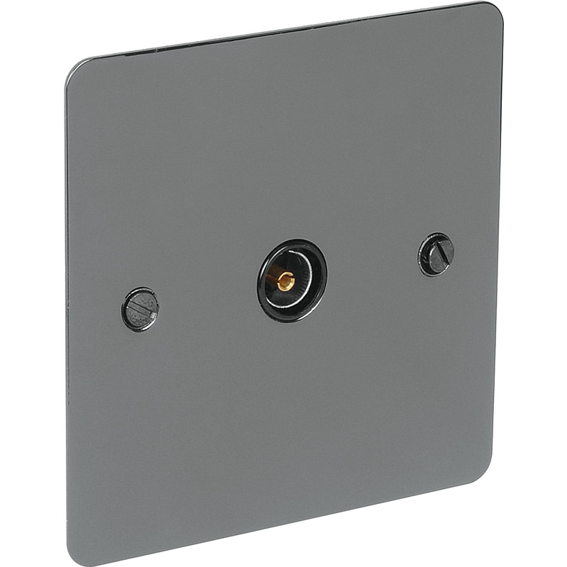 Flat Plate Black Nickel TV Socket Outlet TV Single