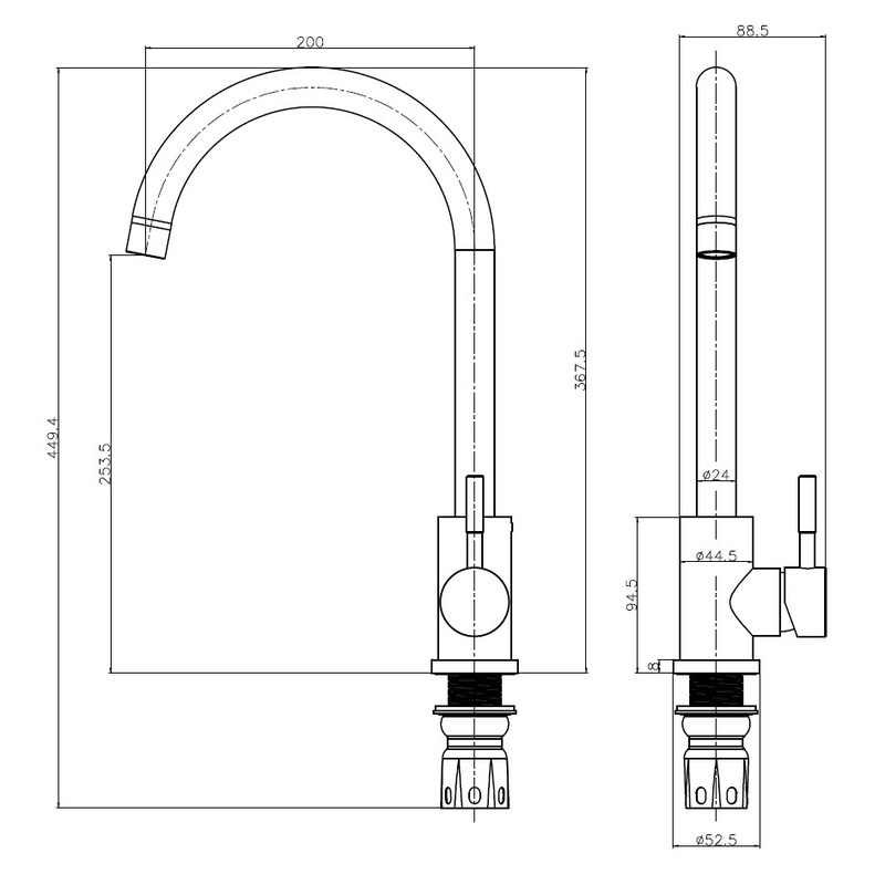 Reginox Taravo Mono Mixer Kitchen Tap Gun Metal