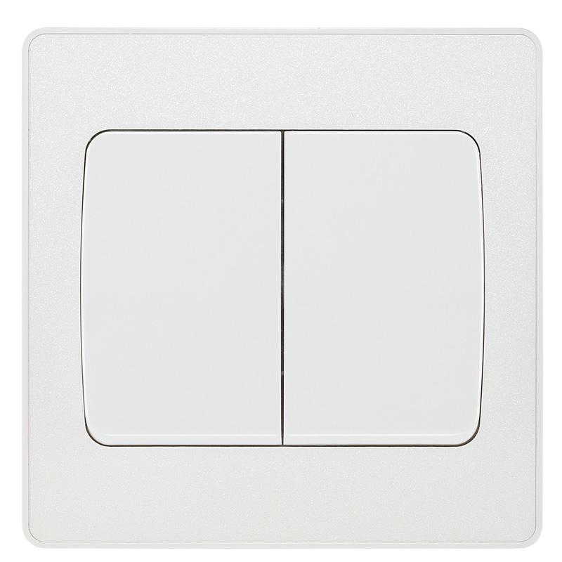 BG Evolve Pearlescent White (White Ins) Double Light Switch, 20A 16Ax, 2 Way, Wide Rocker