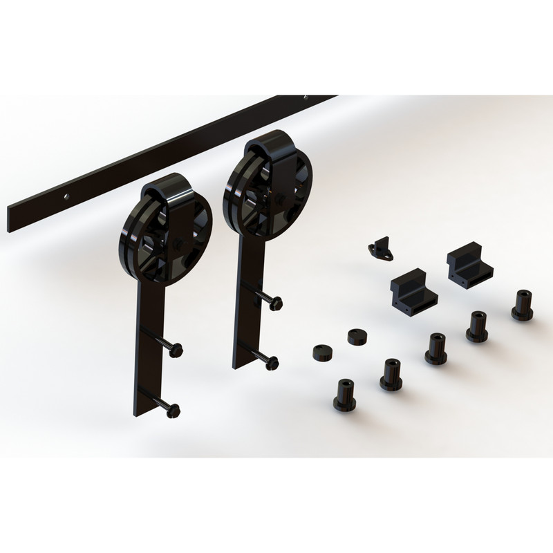 Coburn Flat Track 100 Wagon Wheel Hanger One Door System 1500mm - Black Finish