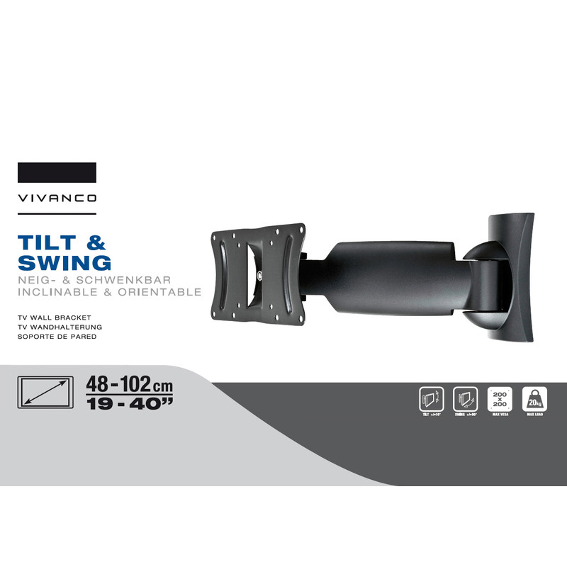 Vivanco Tilt & Swing TV Wall Mount Bracket Small Up To 40"