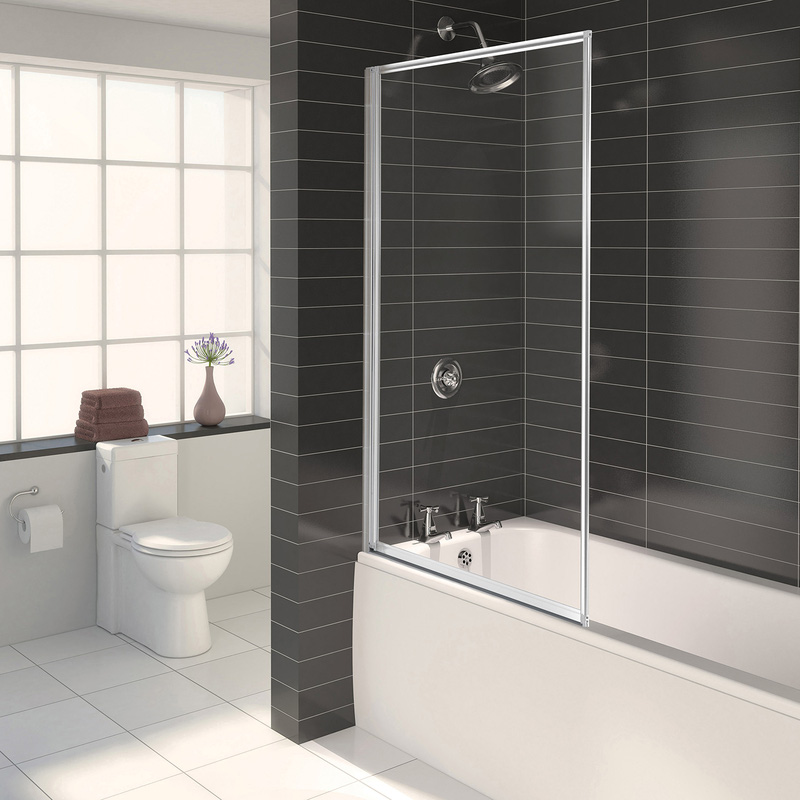 Aqualux Framed Bath Screen White Frame 750x1375mm