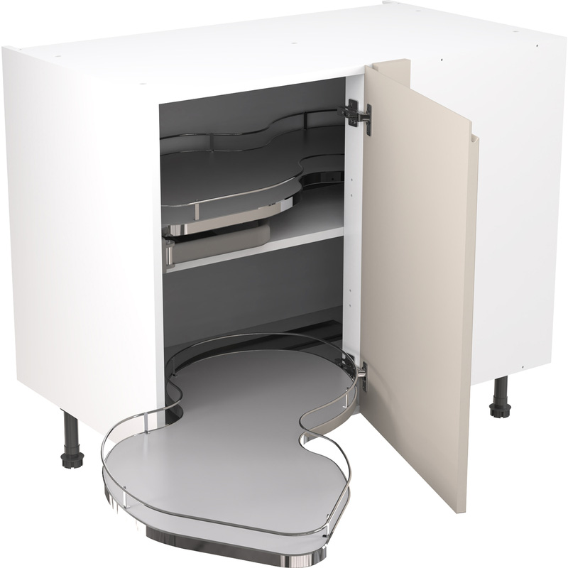 Kitchen Kit Flatpack J-Pull Kitchen Cabinet Pull Out Base Blind Corner Unit Ultra Matt Light Grey 1000mm Left Hand