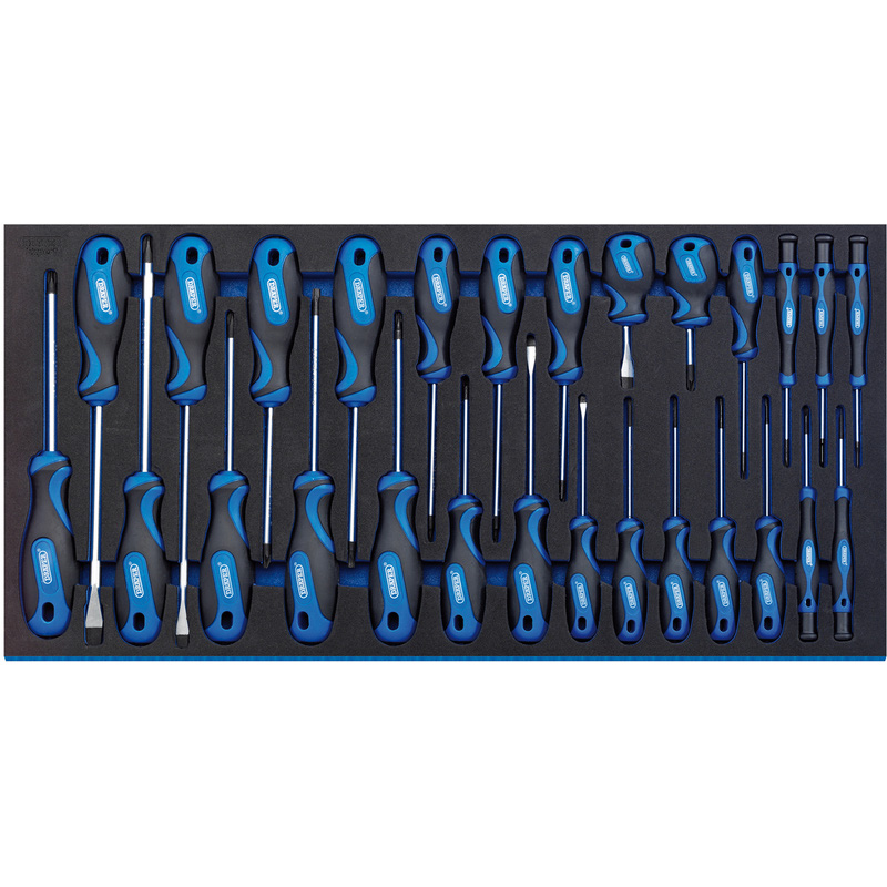 Draper Soft Grip Screwdriver Set in Full Drawer EVA Insert Tray 27 Piece