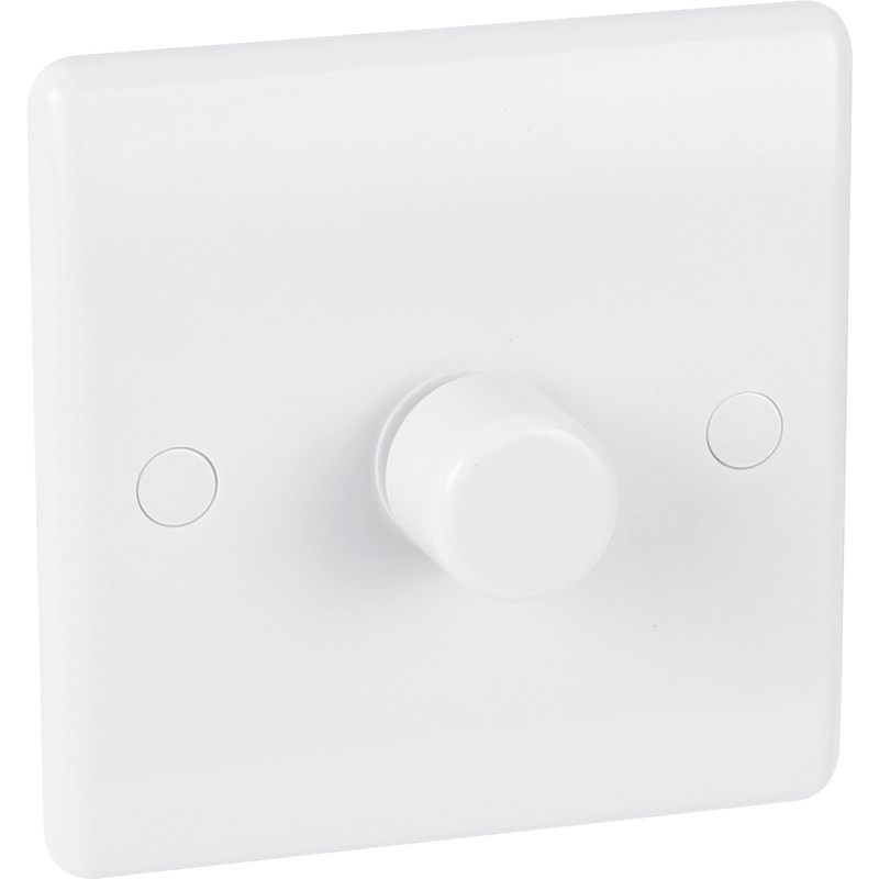 BG White Low Profile Push Dimmer Switch 1 Gang 2 Way 400W