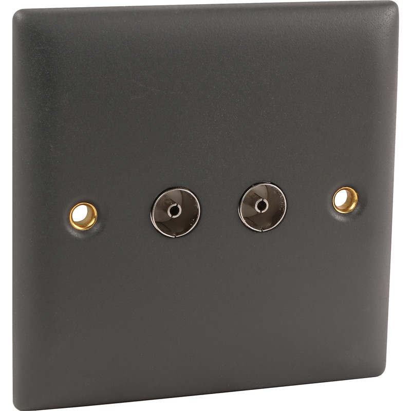 Power Pro Anthracite Coaxial Outlet Twin