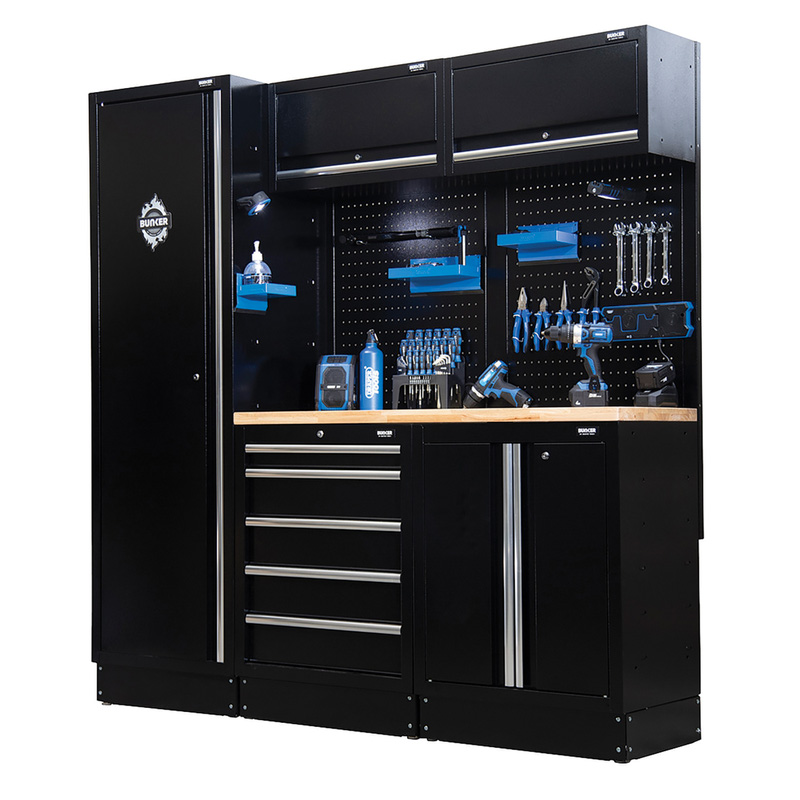 Draper BUNKER® Modular Storage Combo 11 PC with Hardwood Worktop