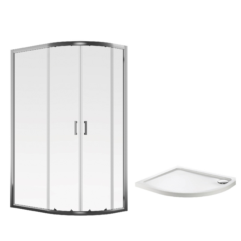 Aqualux Framed 8mm Offset Quadrant Shower Enclosure with Tray and Waste Kit 1200x800mm Right Hand