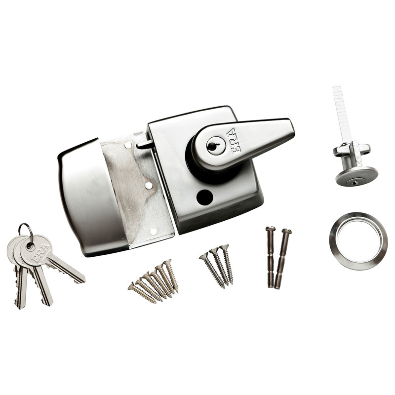 ERA Double Locking Nightlatch Satin Chrome Narrow