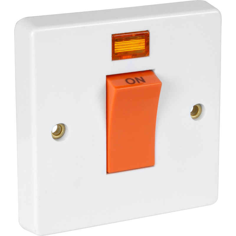 Crabtree 45A DP Cooker Switch 1 Gang Neon