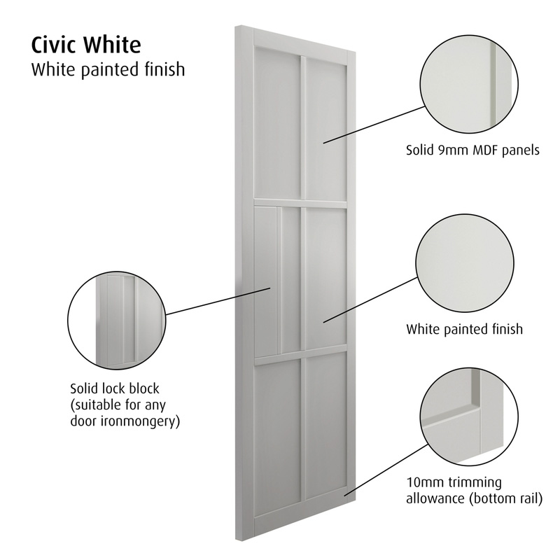 Civic White Internal Door 35 x 1981 x 610mm