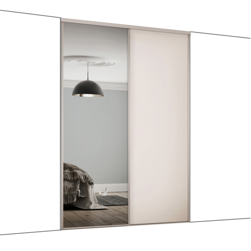 Spacepro Classic 2 Door Sliding Wardrobe Kit Cashmere and Mirror 1489 x 2260mm