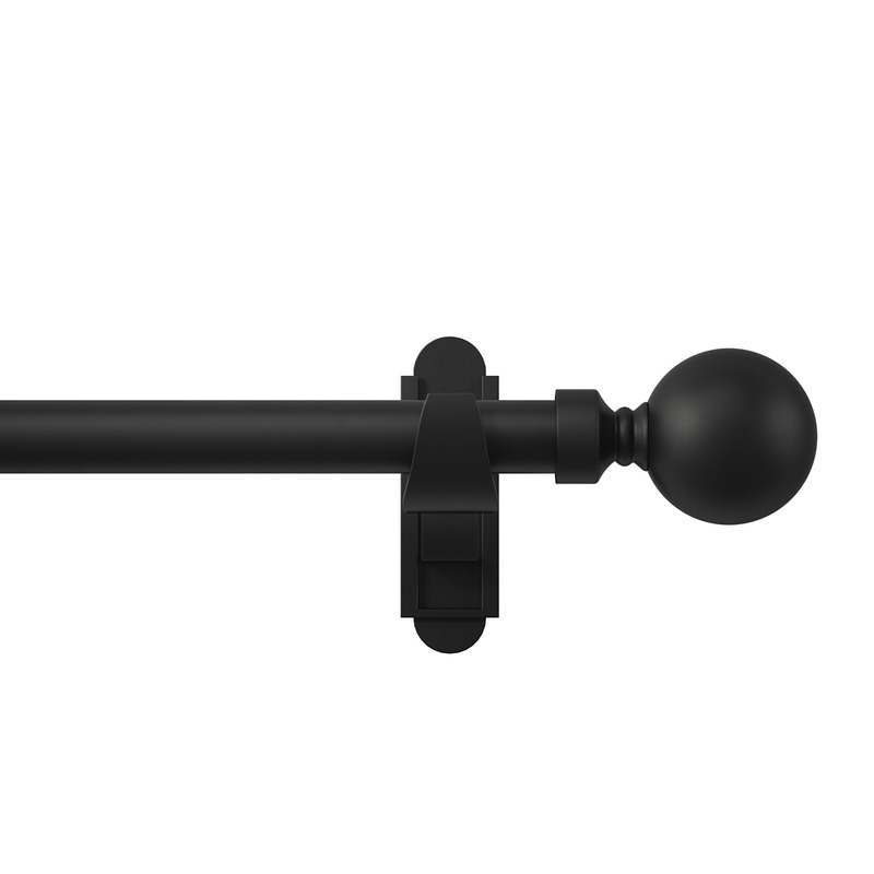 Rothley Curtain Pole Kit with Solid Orb Finials Matt Black 25mm x 1829mm