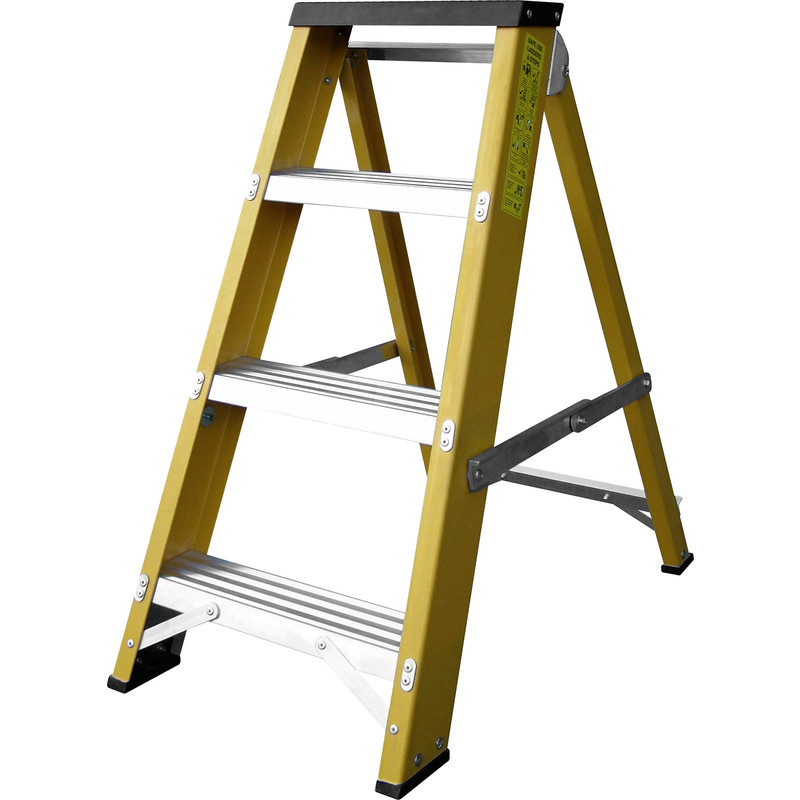Lyte Heavy Duty Fibreglass Swingback Step Ladder 4 Tread, Closed Length 0.85m