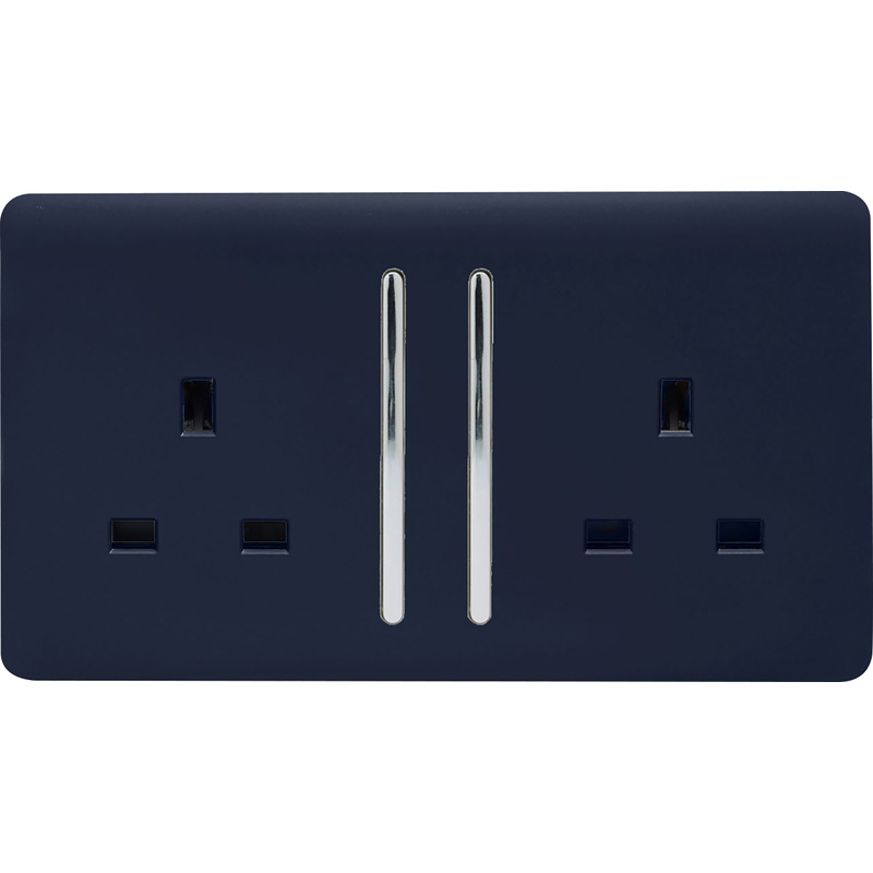 Trendiswitch Navy 2 Gang 13 Amp Switched Socket 2 Gang
