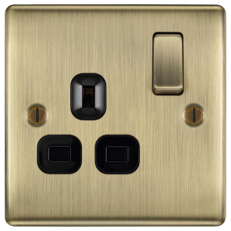 BG Antique Brass 13A DP Switched Socket 1 Gang