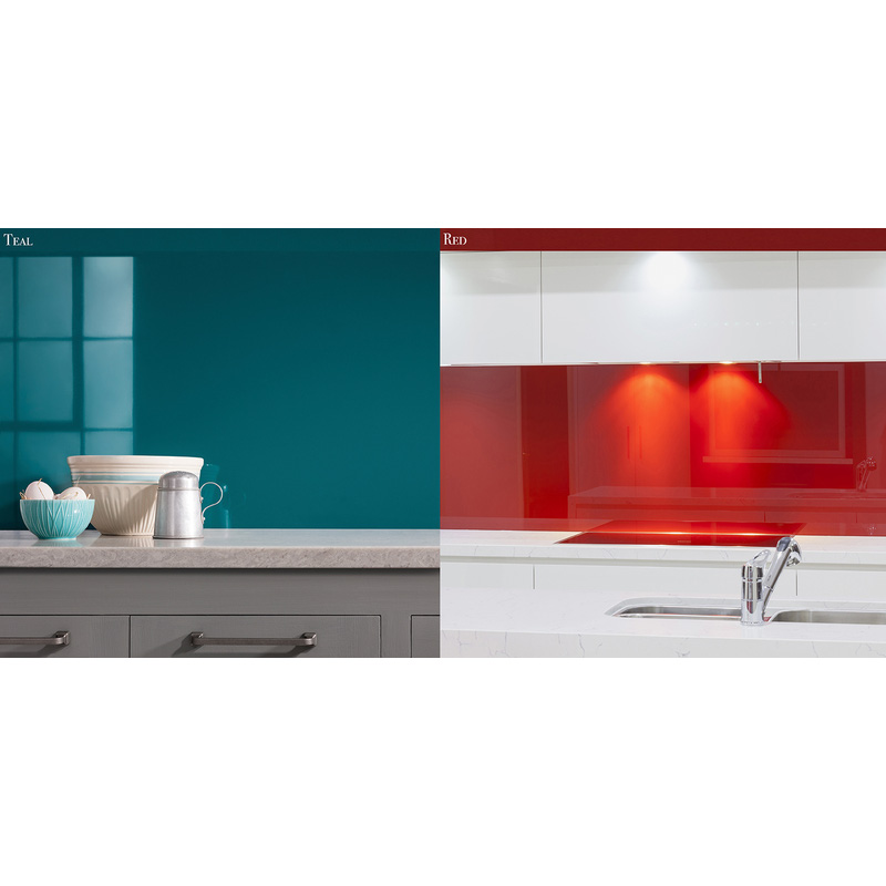 AluSplash Double-Sided Splashback 800 x 900mm Red / Teal