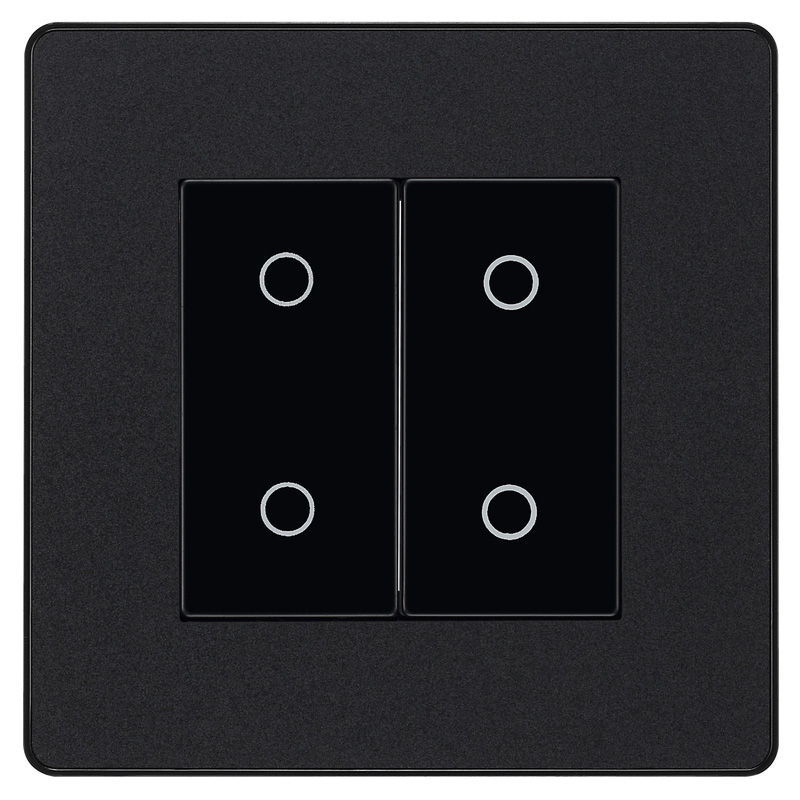 BG Evolve Matt Black (Black Ins) 200W Double Touch Dimmer Switch, 2-Way Secondary
