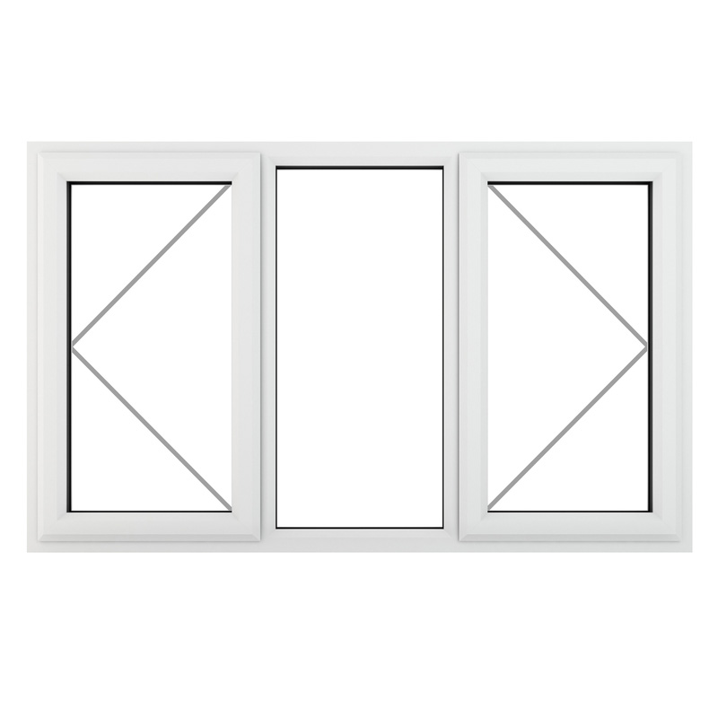 Crystal Casement uPVC Window Left & Right Hand Opening Fixed Centre 1770mm x 1040mm Clear Triple Glazed White